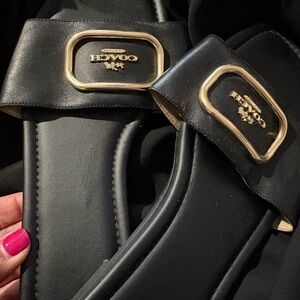 Coach Black Sandals with Gold Buckle